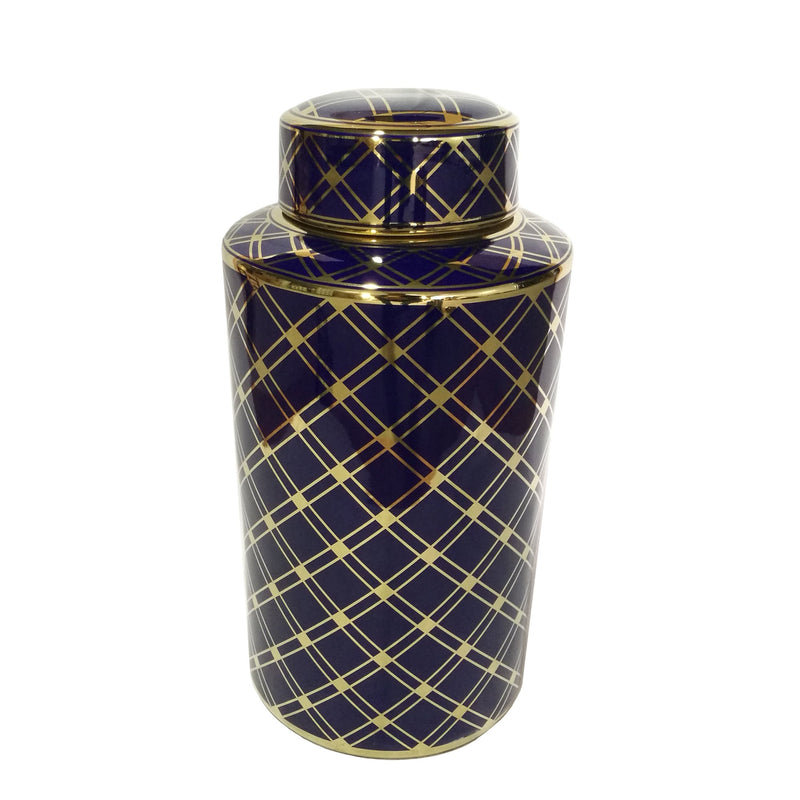 Blue/Gold Ceramic Jar 15.75"