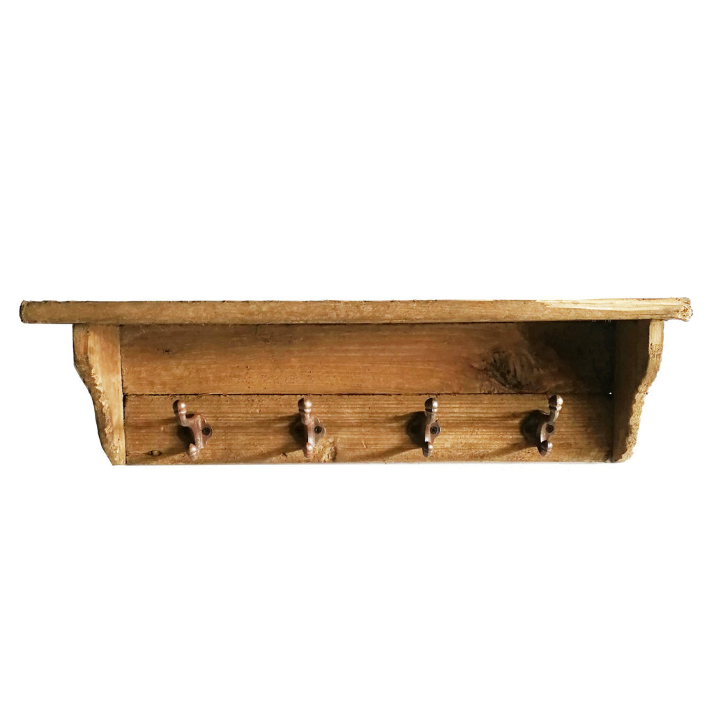 4 Hook Wood Shelf