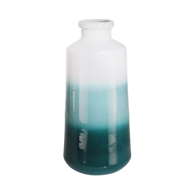 White/Blue Layered Vase 11.75"