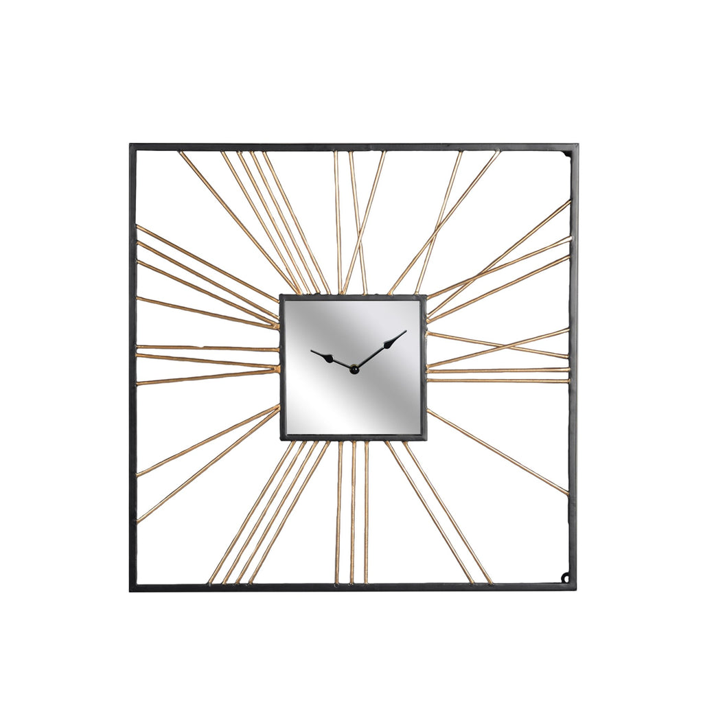 Square Gold Metal Mirror Clock, Wb