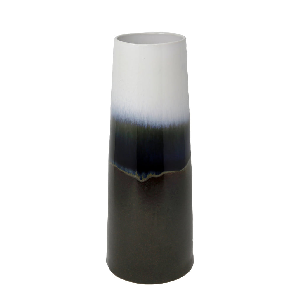 White/Blue Layered Vase 15.75"