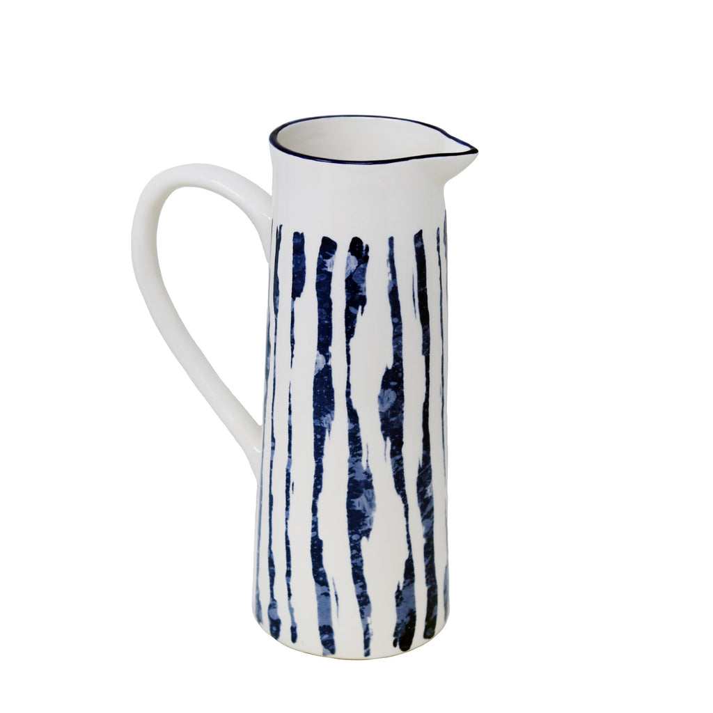 White/Blue Pitcher 11.75"