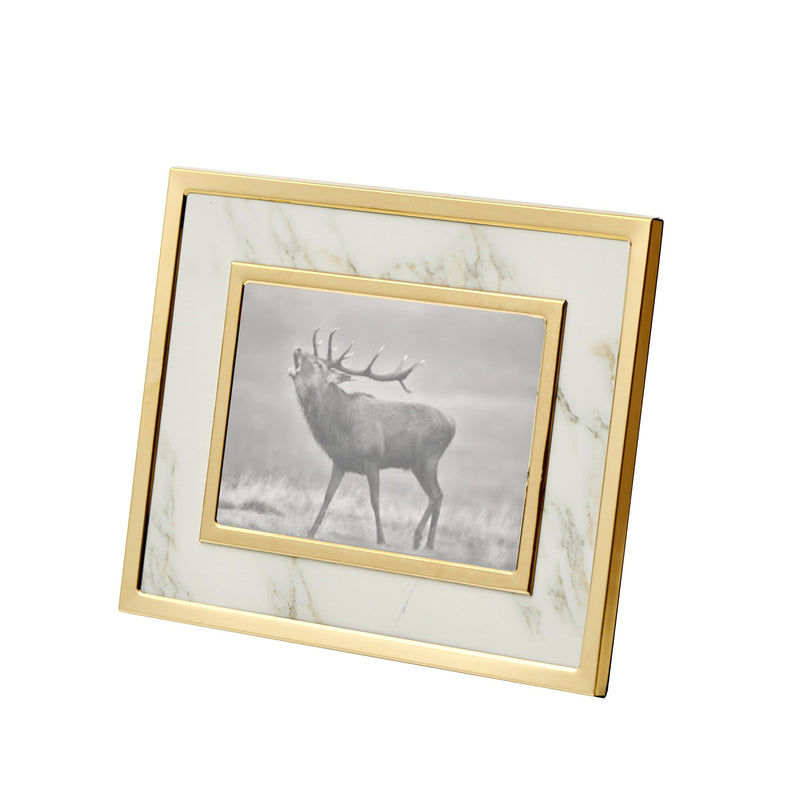 White Marble/Gold Photo Frame 12"