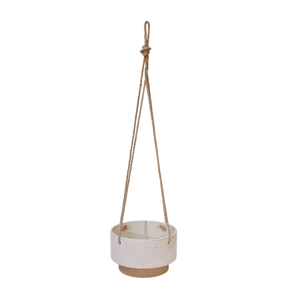 Speckled White Hanging Planter