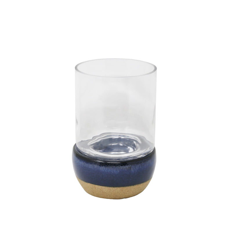 Blue/Beige Hurricane Candle Holder