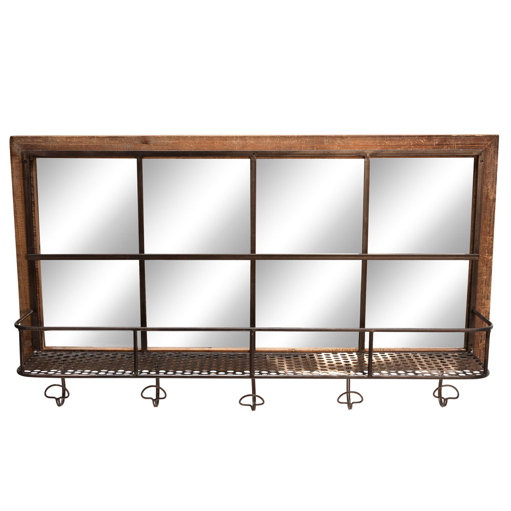 Wood/Metal Shelf W/ Hooks