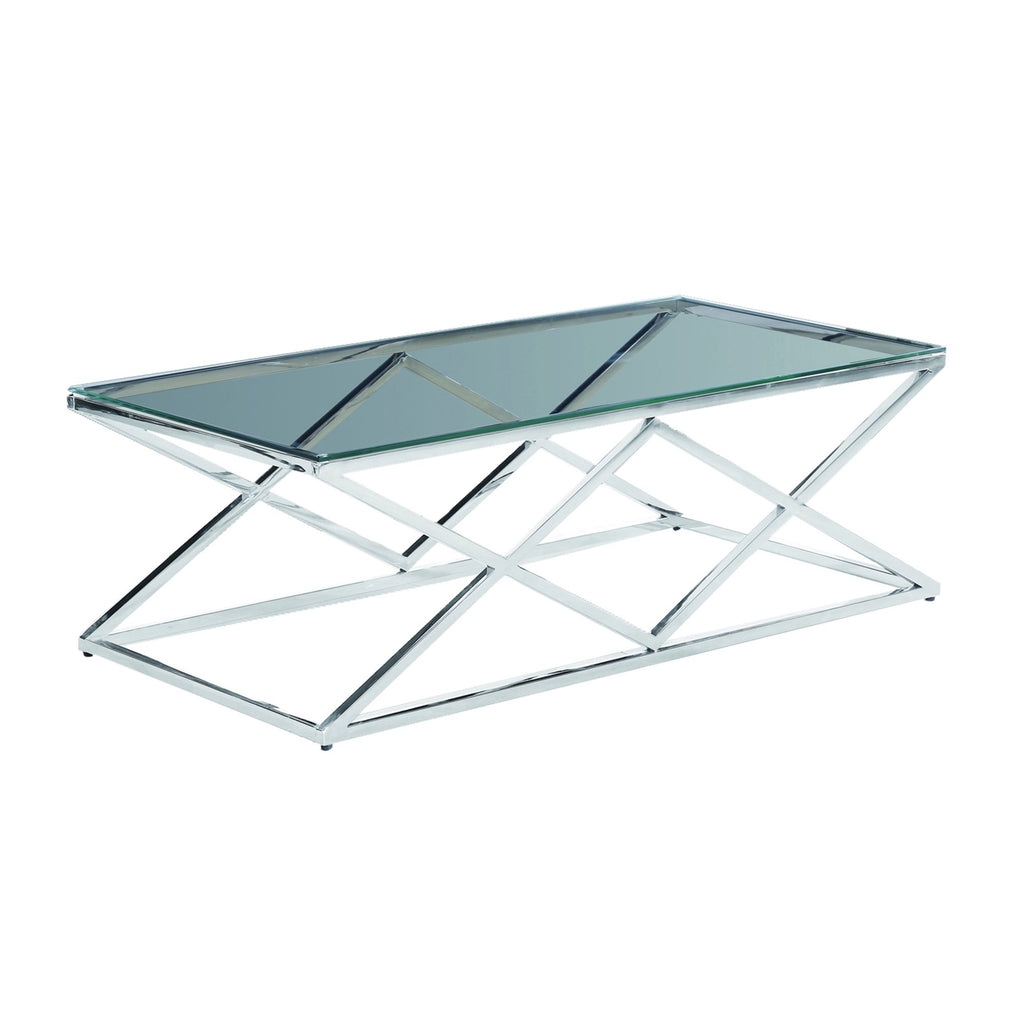Silver/Glass Diamond Cocktail Table, Kd