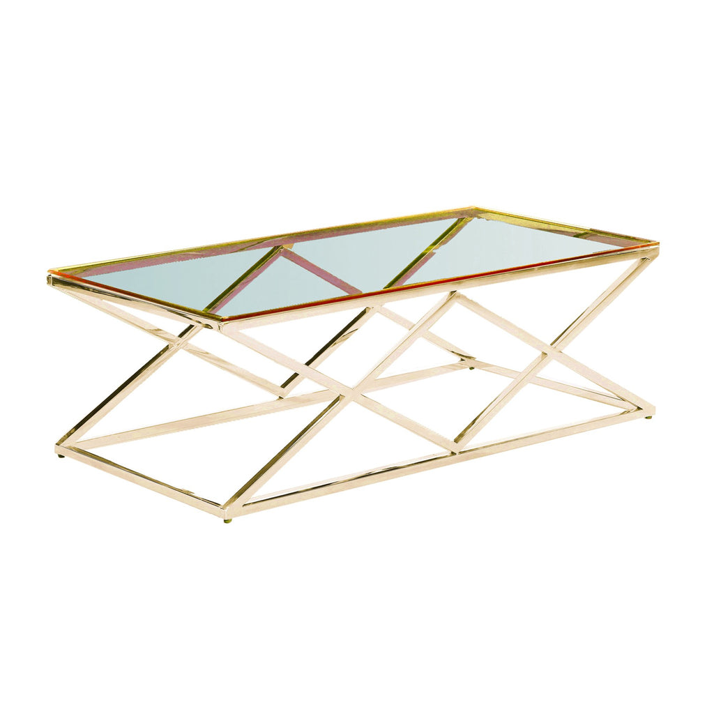 Gold/Glass Diamond Cocktail Table, Kd