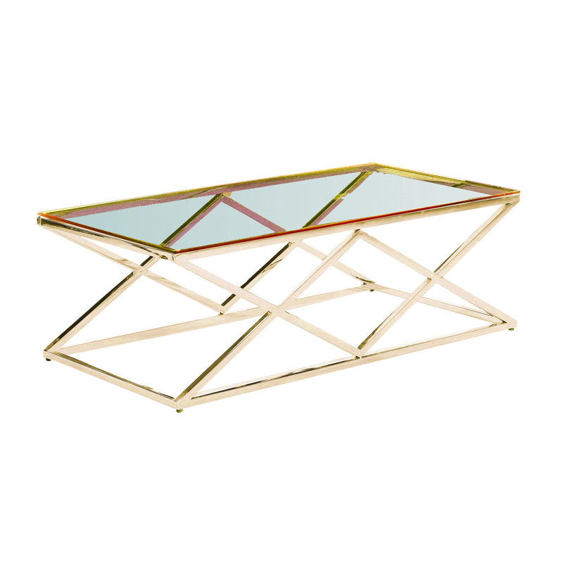 Gold/Glass Diamond Cocktail Table, Kd