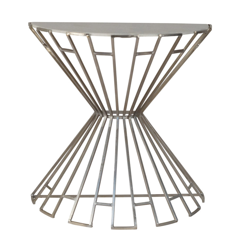 Metal & Marble Deminlune Console, Silver
