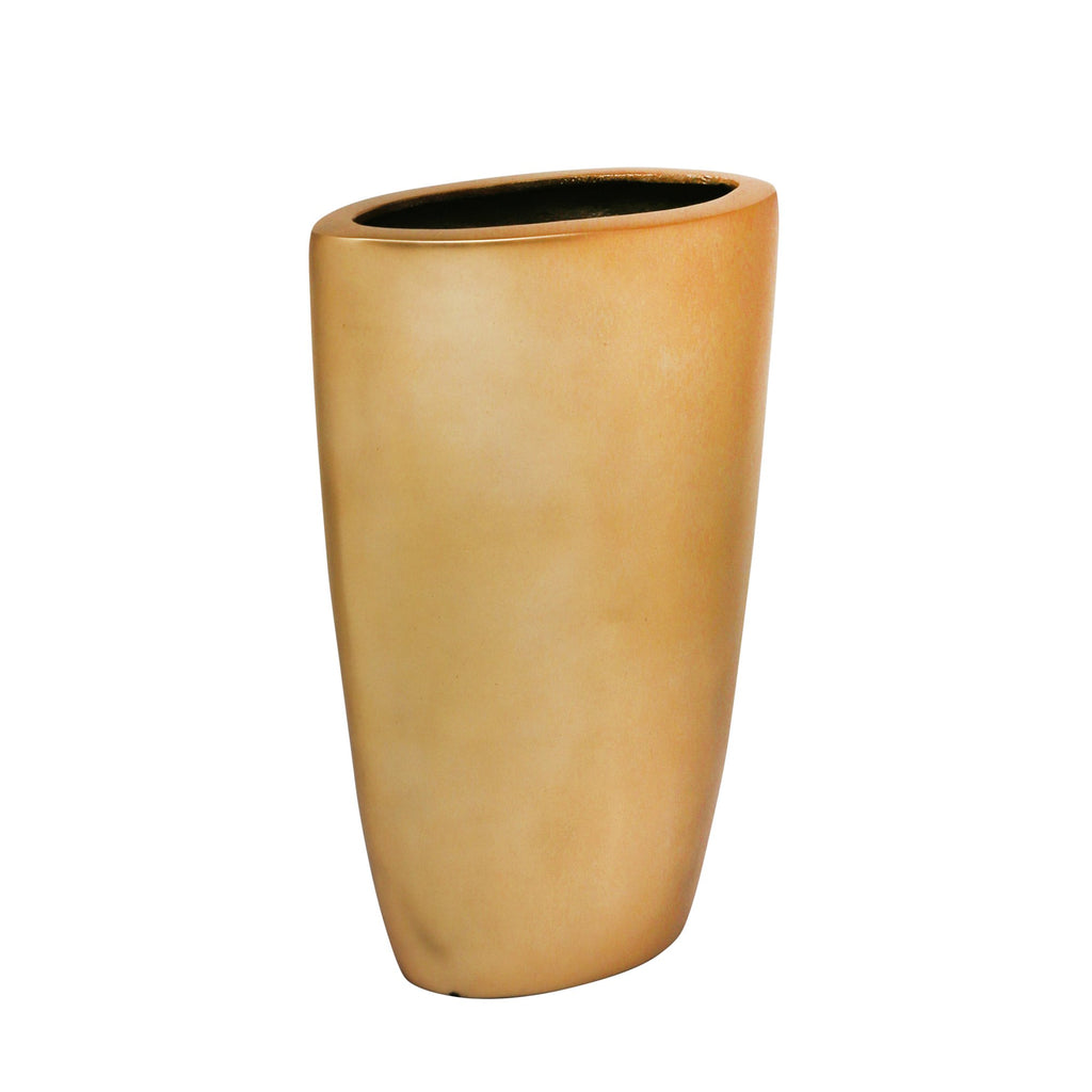 Oval 11" Aluminum Vase, Matte Gold