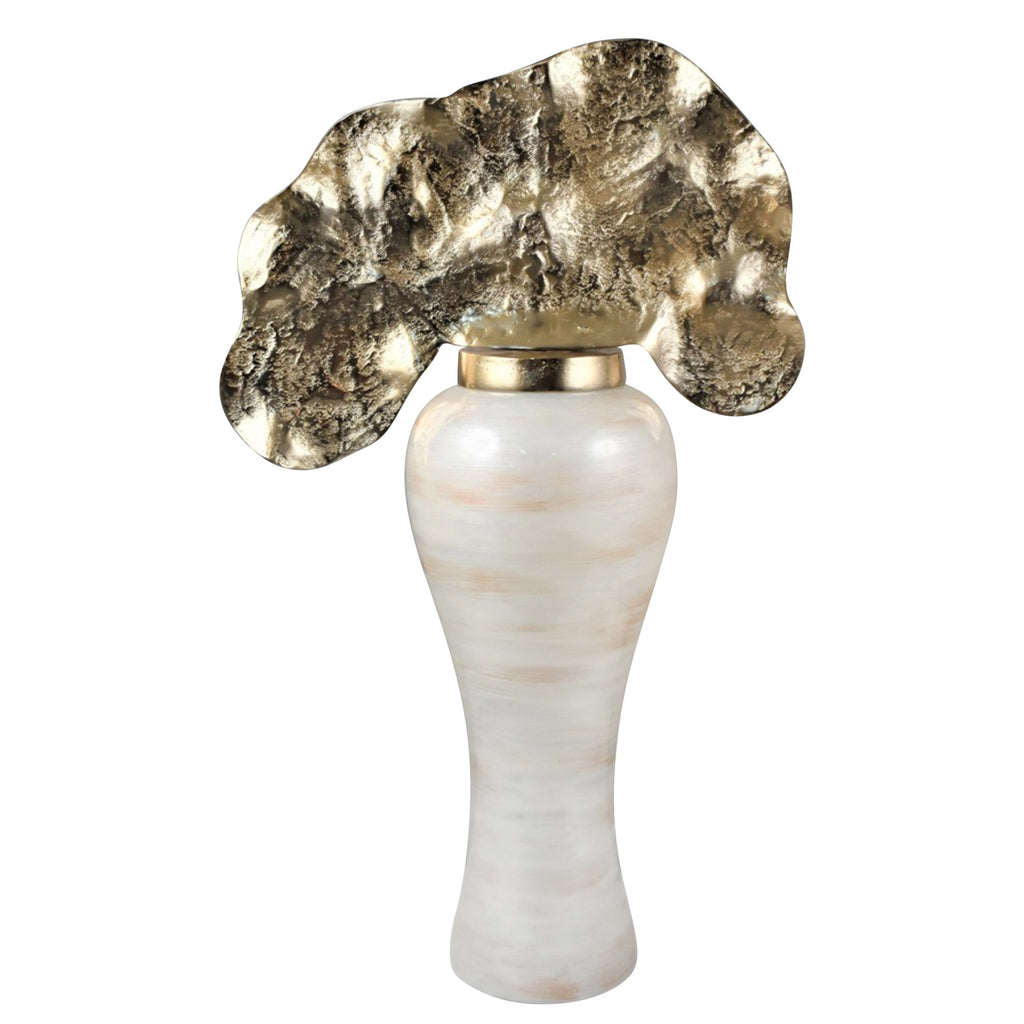 Glass Bottle W/ Aluminum Top31", Opal/Champagne