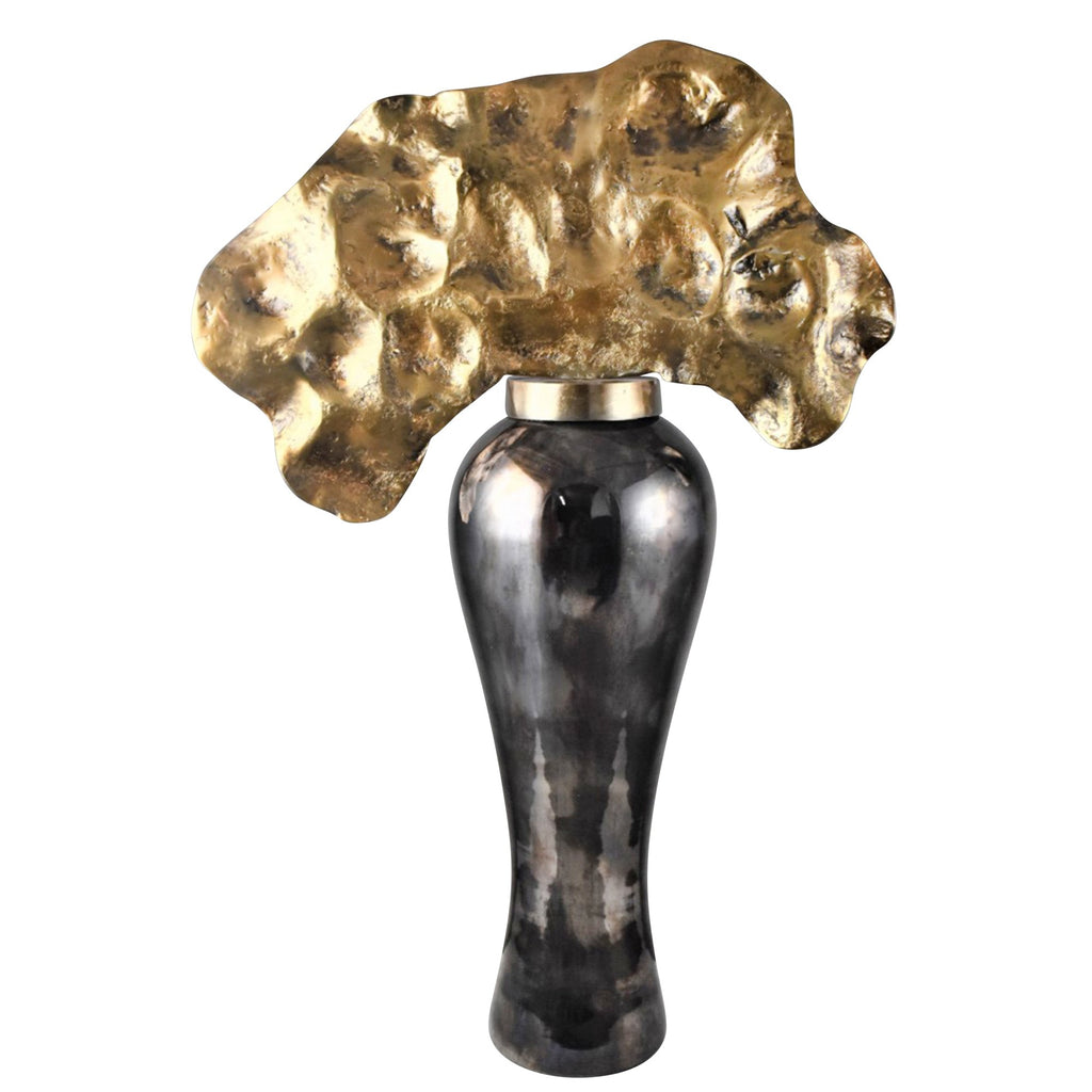 Glass Bottle W/ Aluminum Top46.5", Platinum/Antique Brass