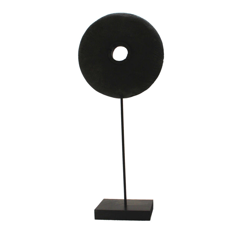 25.75" Wooden Ring, Iron Base, Black