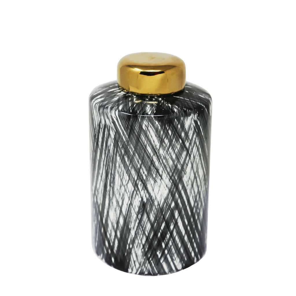 Ceramic 9.5" Ginger Jar, Black/White