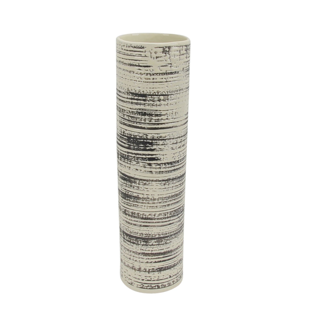 Ceramic Vase 17.5", Blk/White