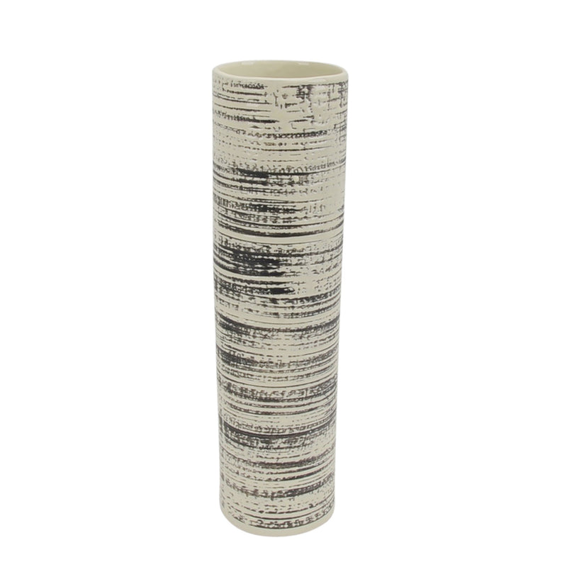 Ceramic Vase 17.5", Blk/White