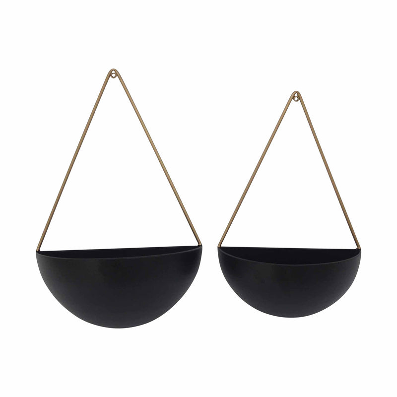 black hanging wall planter Metal Half Moon Wall Planters, Black (Set of 2)
