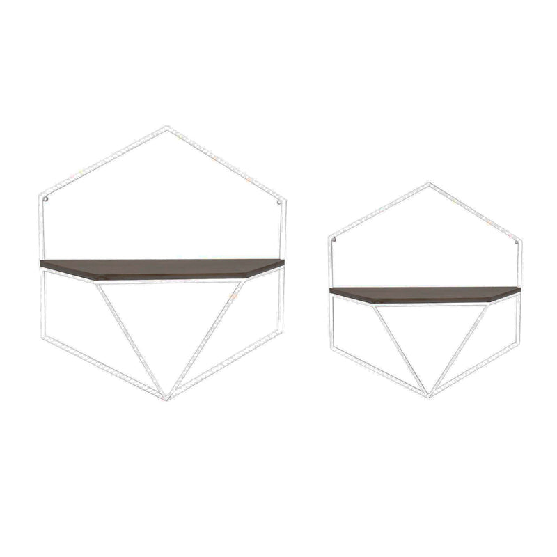 S/2 Metal / Wood Wall Shelves,White / Brown