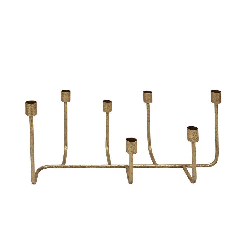 Metal 7 Taper Candle Holder, Gold