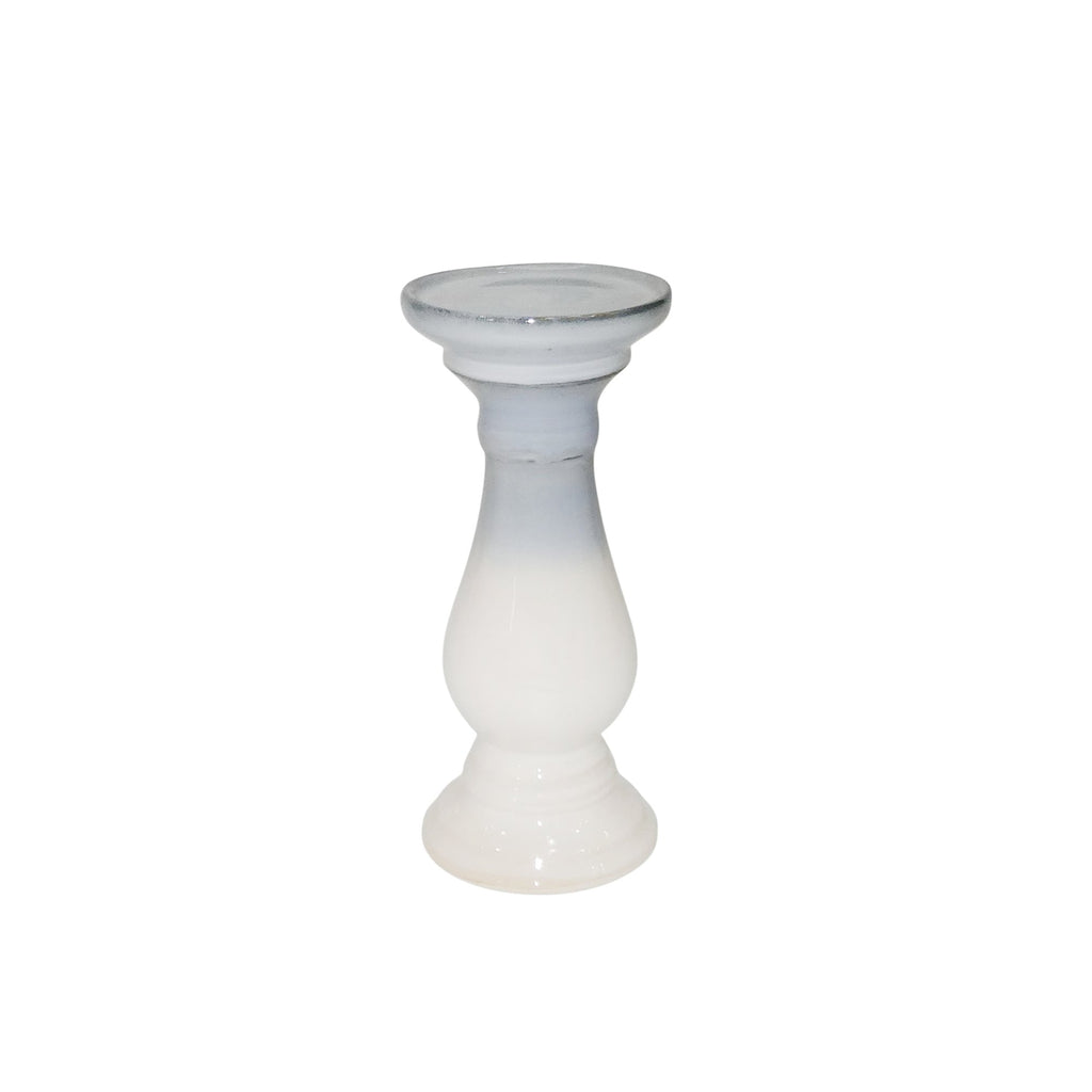 Ceramic 9.75" Candle Holder, Blue/White