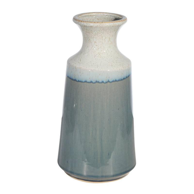 Ceramic 12.25" Vase, Wht/Green