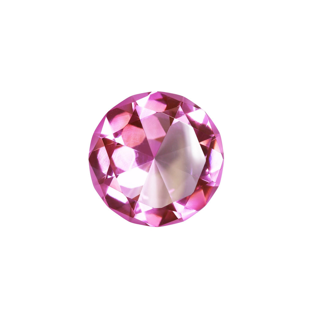Glass Diamond Decor,3", Pink