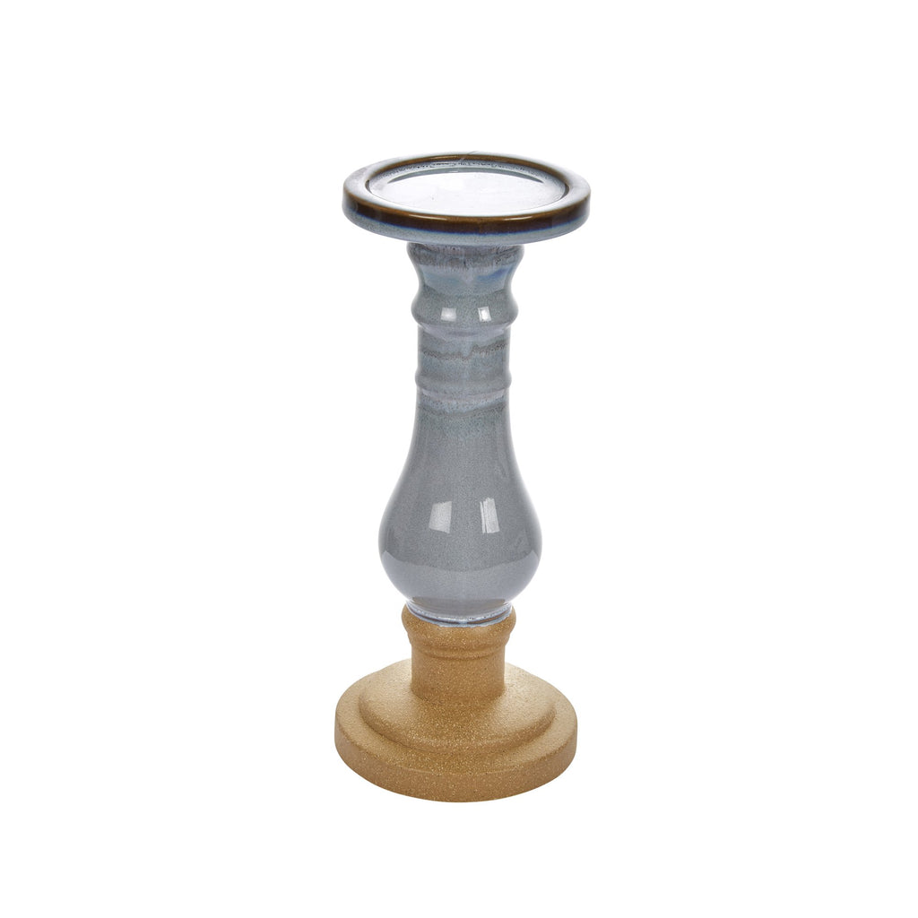 Ceramic 11" Candle Holder , Blue