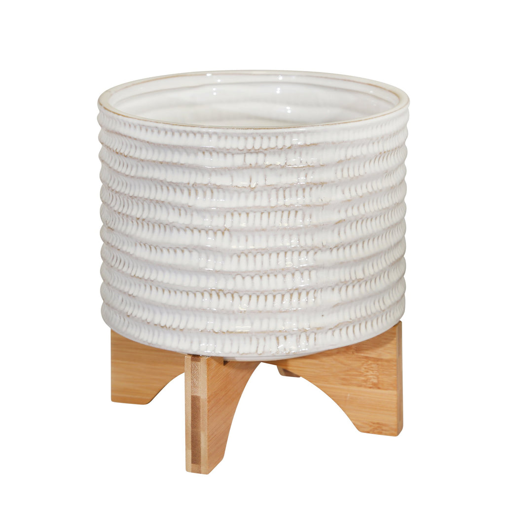 Ceramic 9" Planter On Stand, Brown