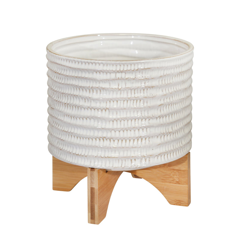 Ceramic 9" Planter On Stand, Brown