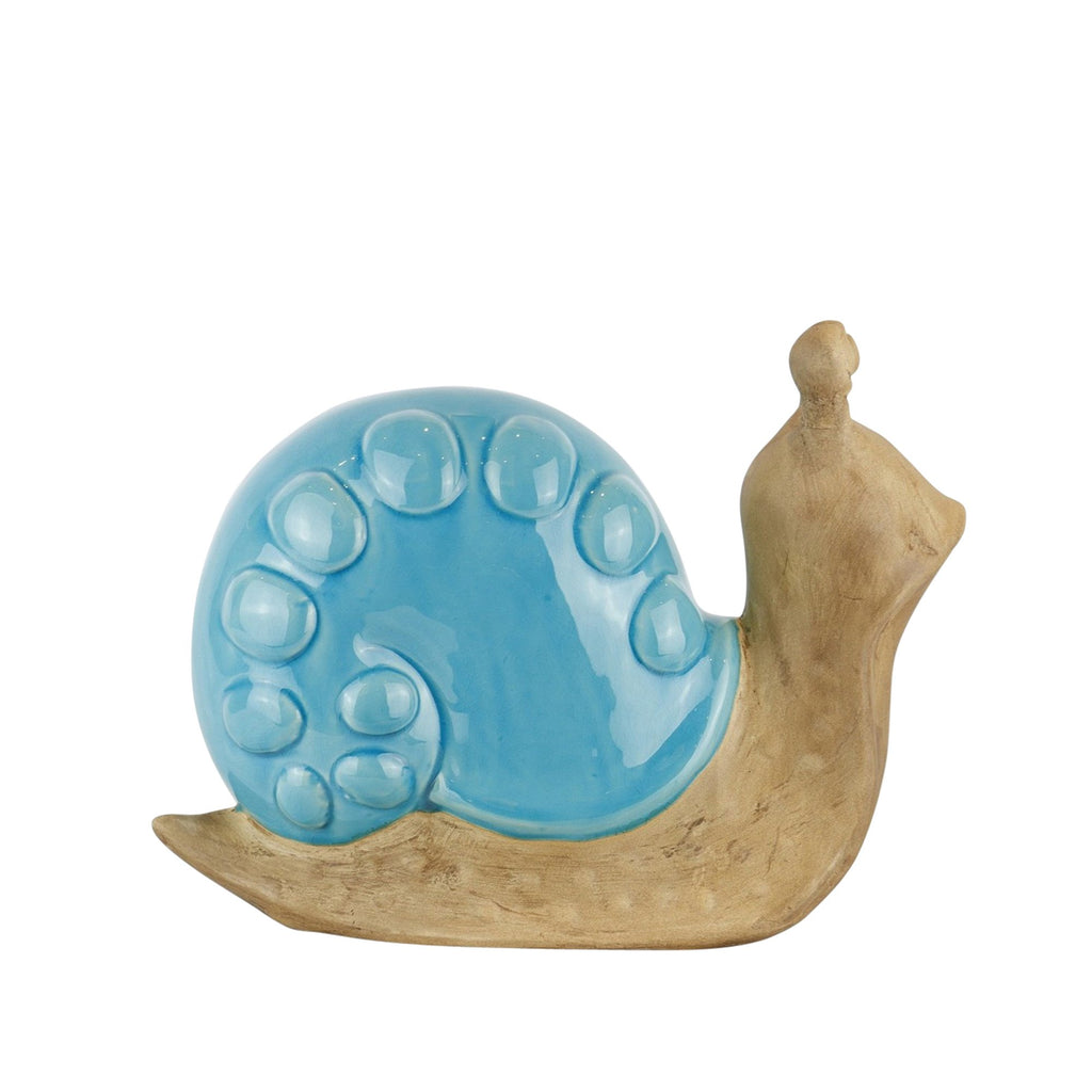 Ceramic Snail W/ Teal Shell 10.25"