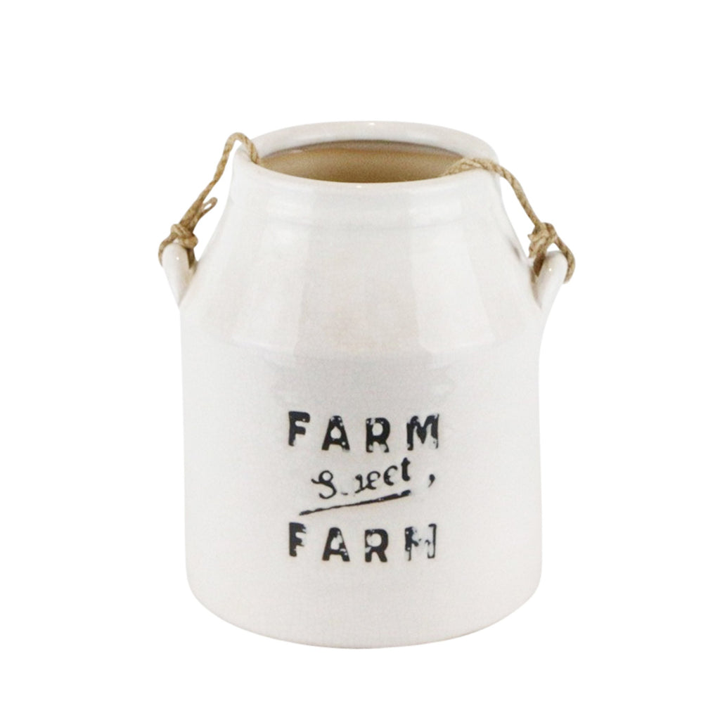 Ceramic Hanging Milk Jug Planter, 7.75" White