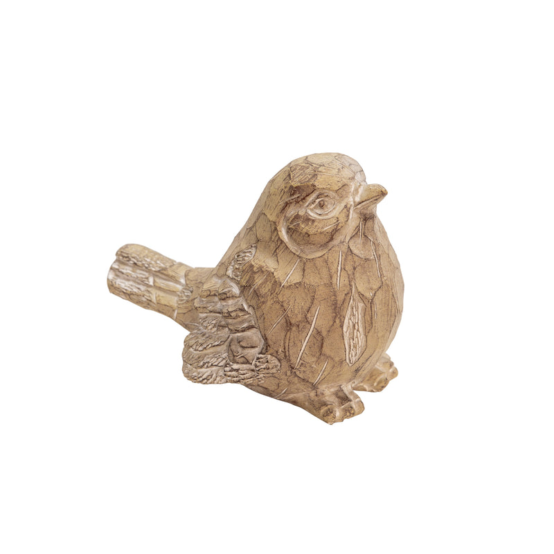 Resin Bird Decor, 6", Brown/Ivory
