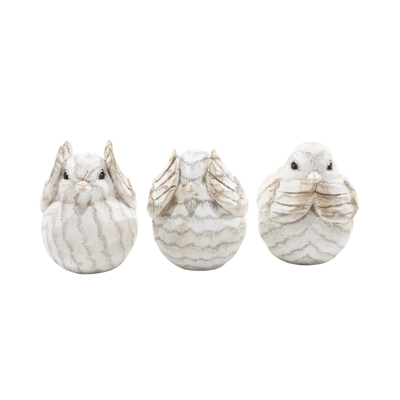 S/3 Resin Decorative Birds 6",Cream