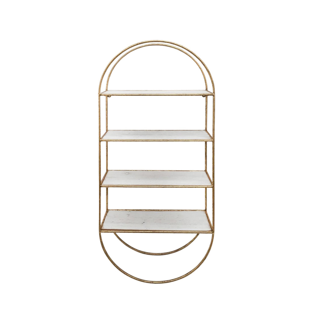 Metal / Wood35.5" 4 Tier Wallshelf, White/Gold