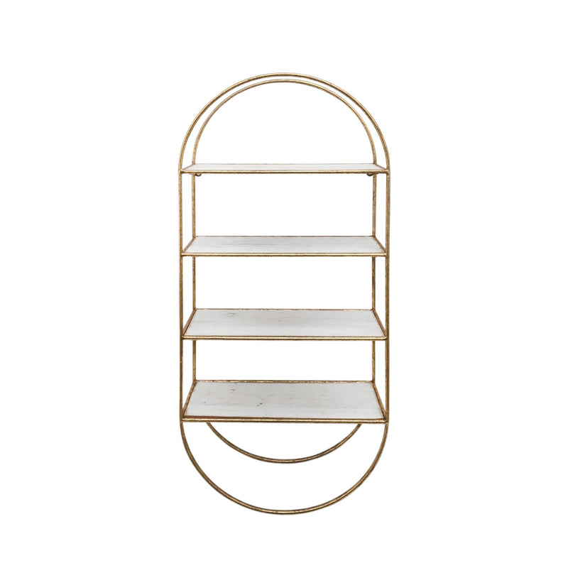 Metal / Wood35.5" 4 Tier Wallshelf, White/Gold