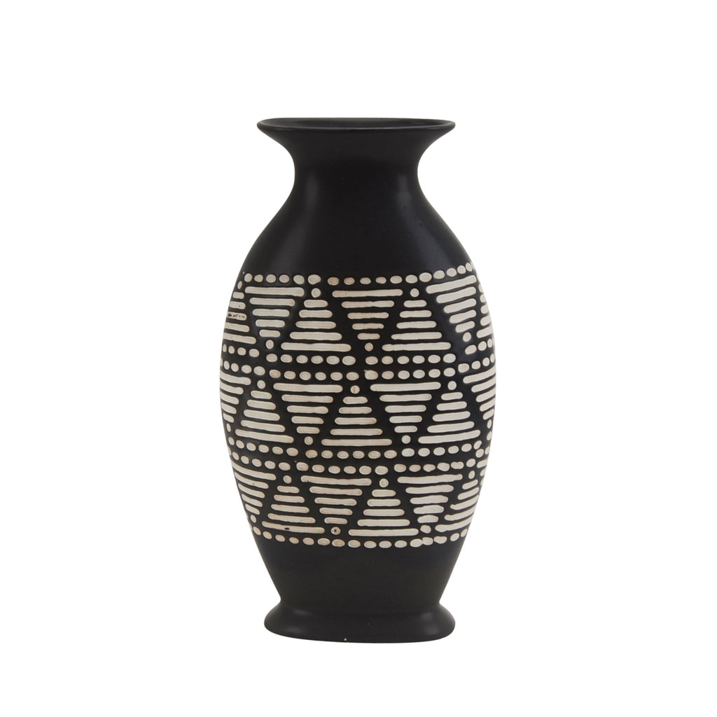 Ceramic 14.5" Tribal Vase, Brown