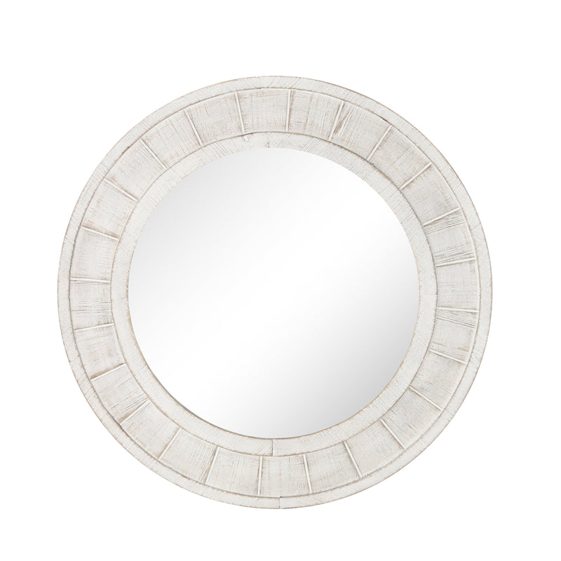 Wood Frame 28" Wall Mirror, Antique White Wb