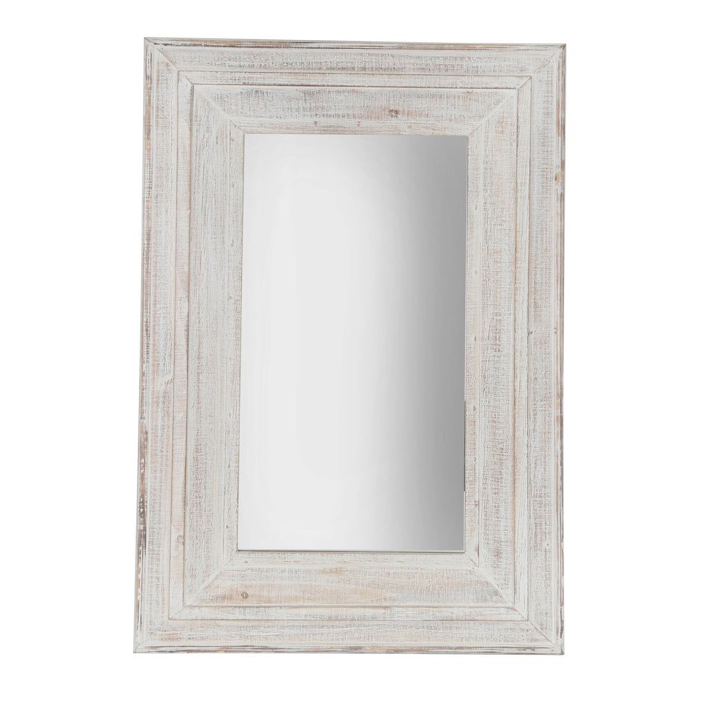 Wood Frame 24 X 36" Wall Mirror, Antique White Wb