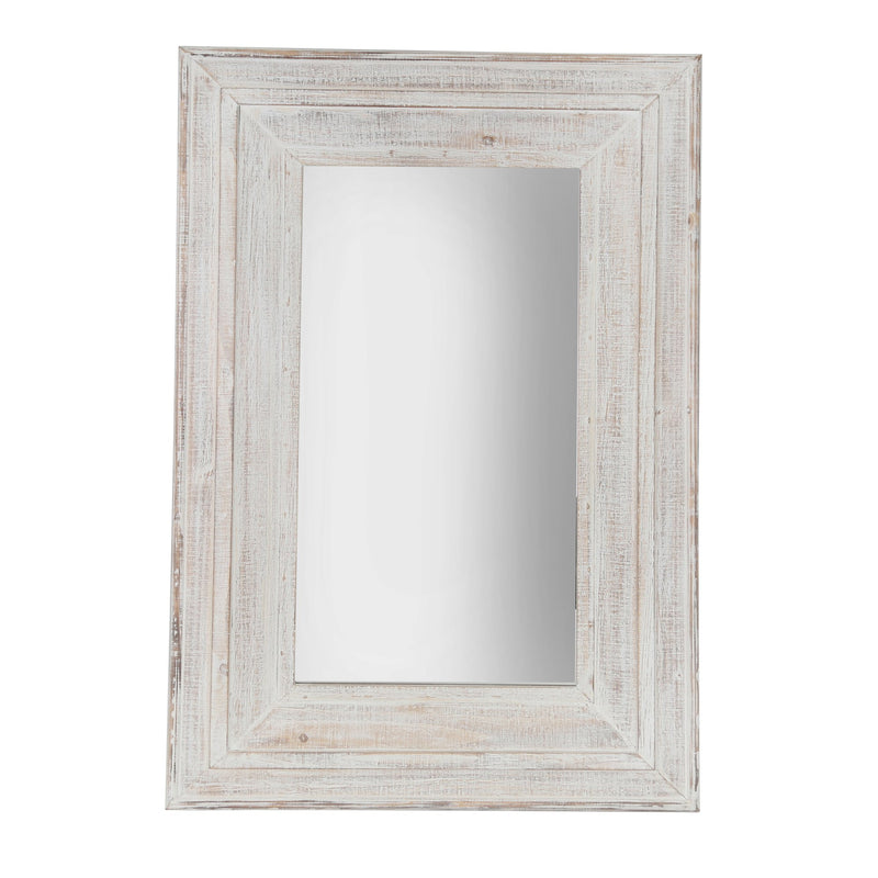 Wood Frame 24 X 36" Wall Mirror, Antique White Wb