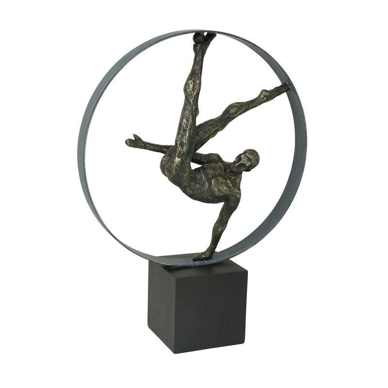 Resin Gymnast Circle Sculpture, Bronze