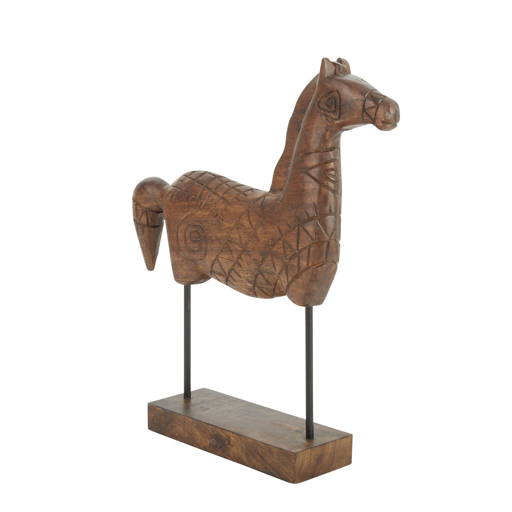 Mango Wood 17" Horse Decor, Brown