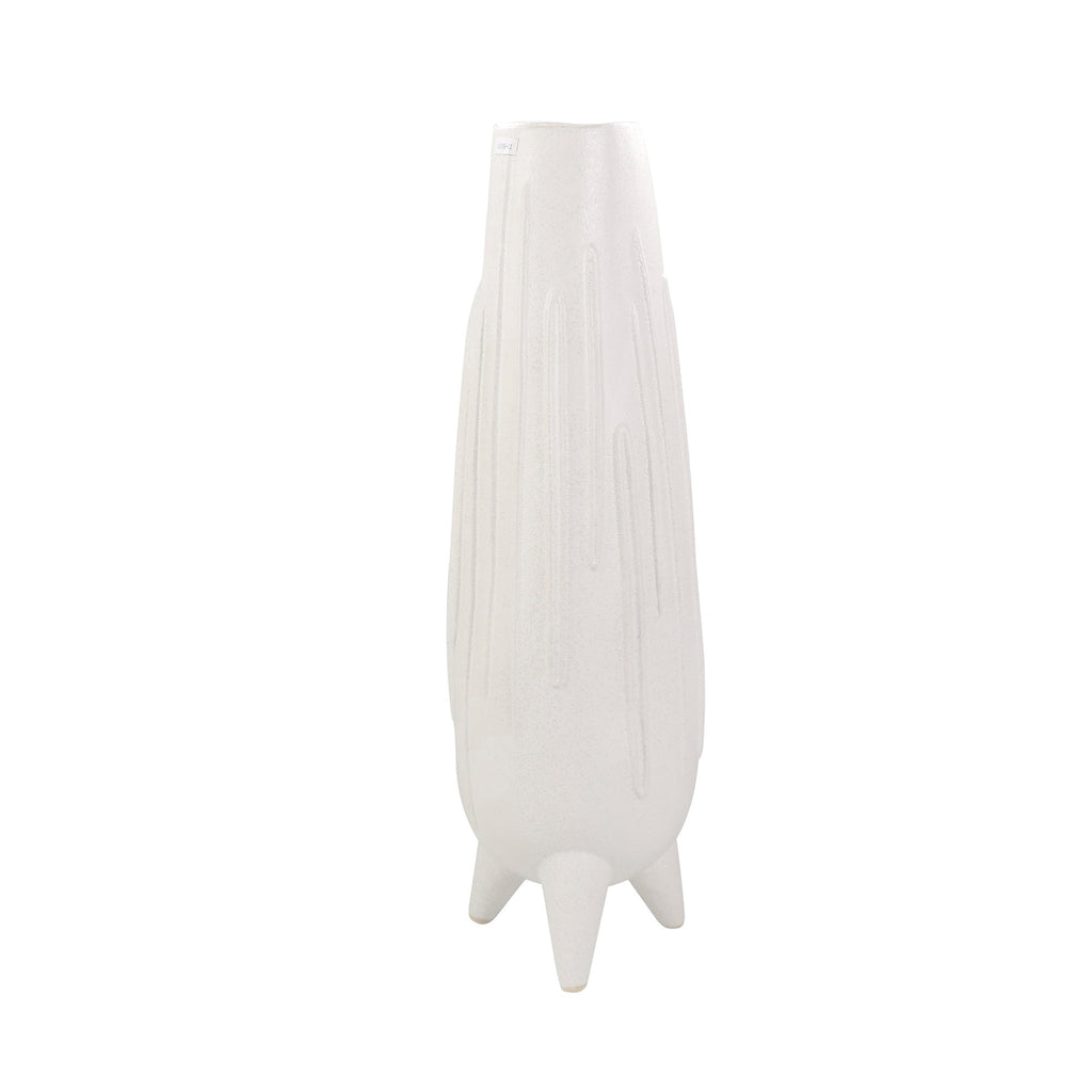 Ceramic 23" Footed Vase, Matte White
