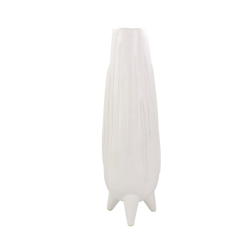 Ceramic 23" Footed Vase, Matte White