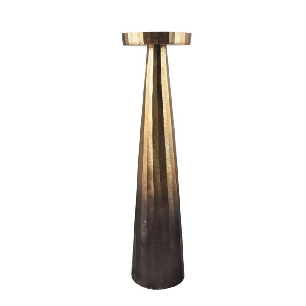 Aluminum 21" Pillar Holder, Ombre Gold/ Brown