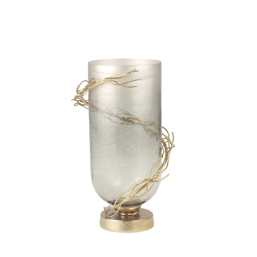 Glass 14" Wire Wrap Vase, Gold