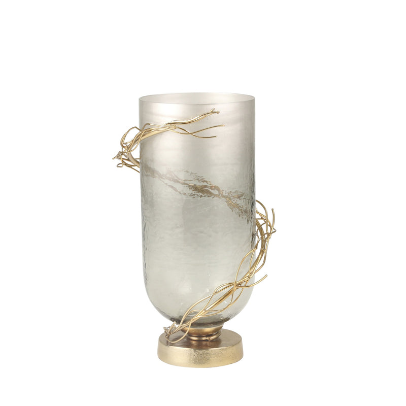 Glass 14" Wire Wrap Vase, Gold