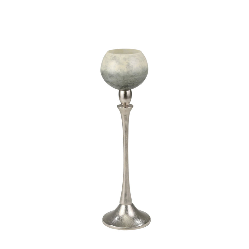 Glass 18" Goblet Votive Holder On Aluminum Stand