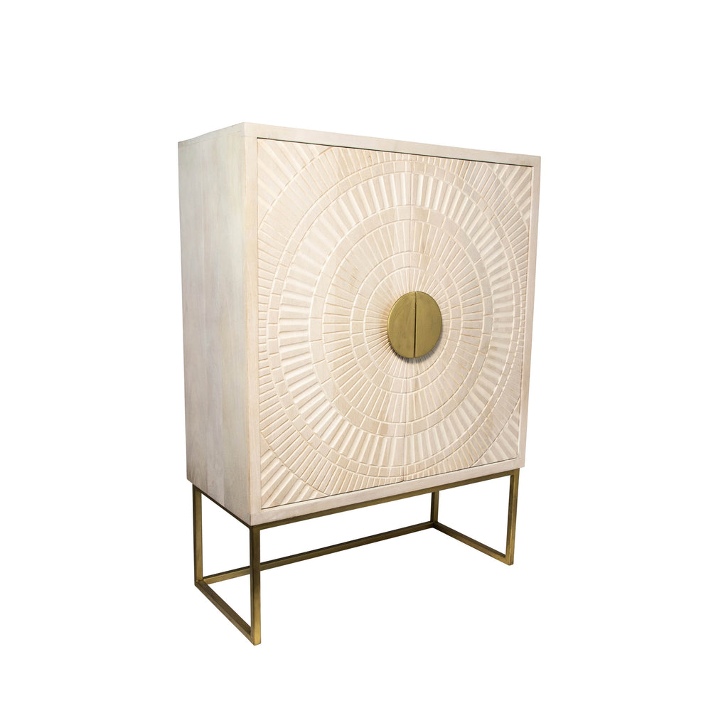 Wood 47" 2 Door Aztec Cabinet,White Wash