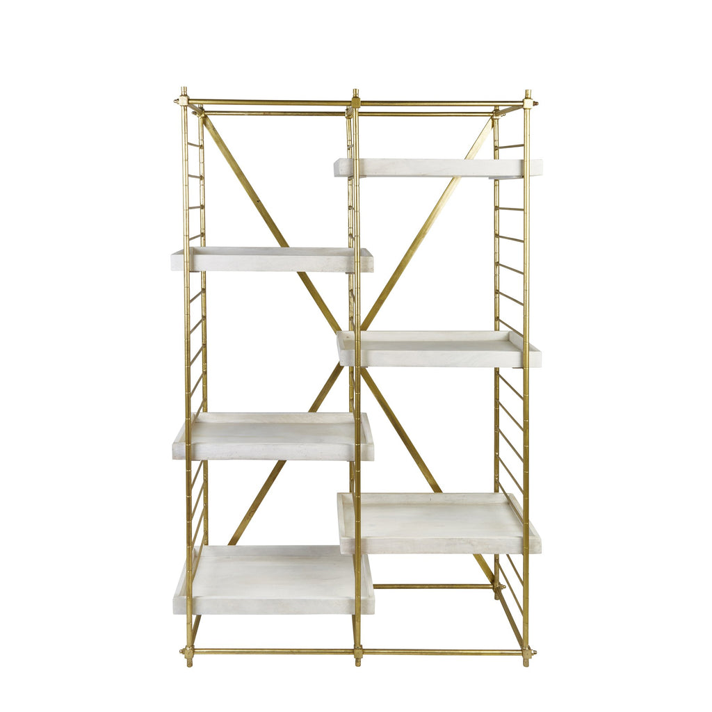 Gold Iron 69" Etagere W/Woode N Shelves, Kd